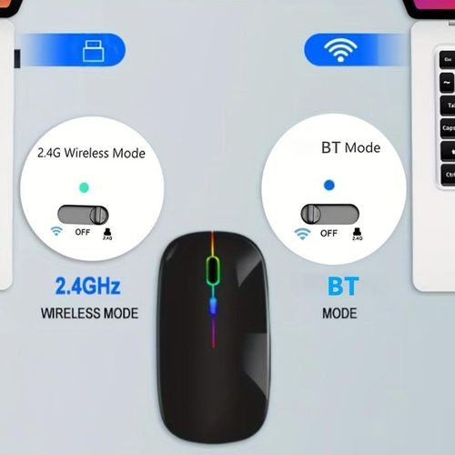 Generic Rechargeable Wireless Mouse Bluetooth-compatible 2.4GHz Dual Modes Computer Mice with Nano Receiver for PC Laptop Macbook - image 6