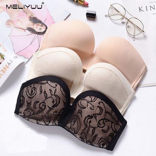 Generic Sexy Invisible Push Up Bras For Women Clear Back Strapless  Brassiere Light Padded Bralette Female Underwear