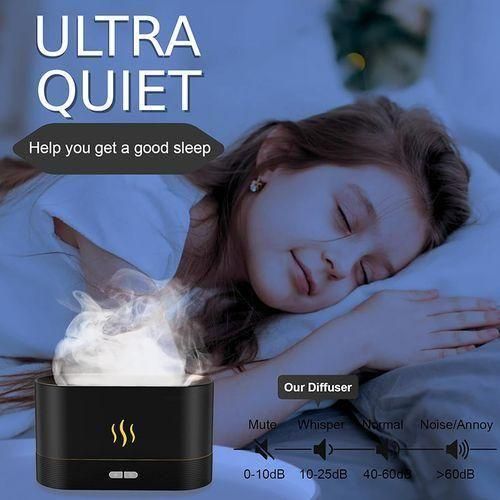Fashion Flame Aromatherapy Humidifier, USB Ultrasonic Diffuser /w Realistic Flame Light - Black - image 5