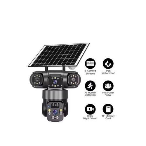 Generic Three lens cctv camera 4G simcard two way audio and motion detection, with alarm + free sim