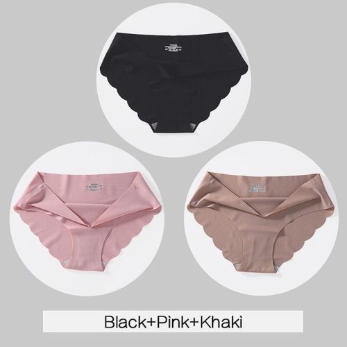 Fashion Finetoo Women Seamless Panties M-Xl Low Waist Briefs Ladies Soft  Lingerie Sexy Wavy Edge Underpants Women's Underwear 3pcs/Set