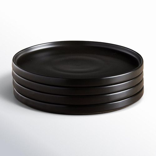 Generic Stoneware Quality Flat Dinning Plate __ Black __4 pcs - image 2