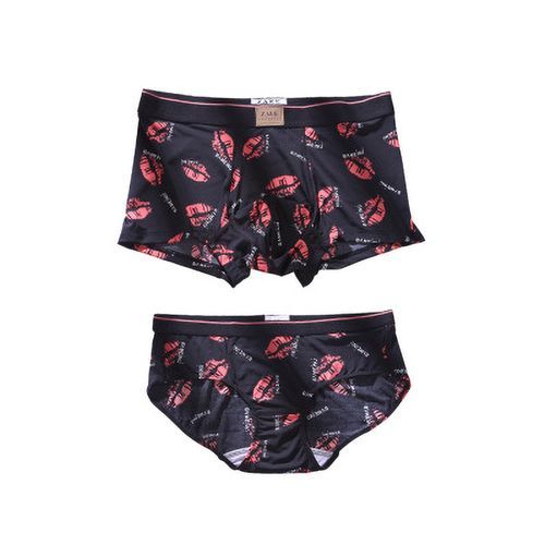 Fashion Couple Underwear Set Mens Boxer Shorts Men Middle Waist Women's  Panties Summer COOL Printing Lovers Underpants(#QA121)