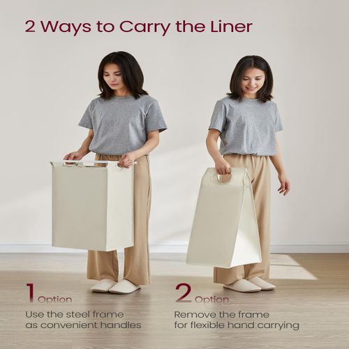 LASA Laundry Hamper - Pull-Out Removable Bag with Metal Frame, 47L - image 4