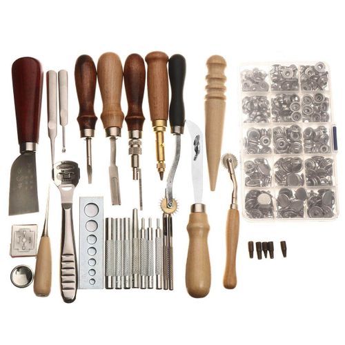 54pcs/set Leather Craft Tools Kit Hand Sewing Stitching Punch