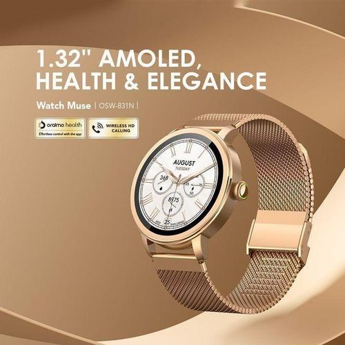 product_image_name-Oraimo- High Quality Watch-Muse 1.32” AMOLED IP68 Health and Elegance Smart-Watch OSW-831N Rose-Gold + 1 Extra Strap-2