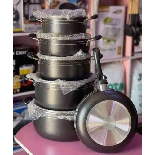 Generic 6PCS BLACK NON-STICK COOKWARE SET