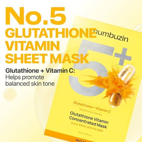 Numbuzin No.5+ Glutathione Vitamin Concentrated Mask - 5 Sheets - image 3