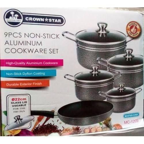 product_image_name-Master Chef-9pcs Non Stick Aluminium Cooking Pots With Frying Pan-1