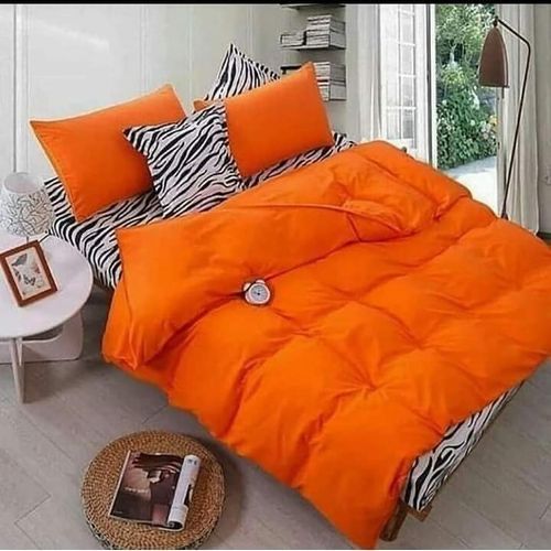 product_image_name-Generic-Plane Orange Duvet Set/black And White Bedsheet-1