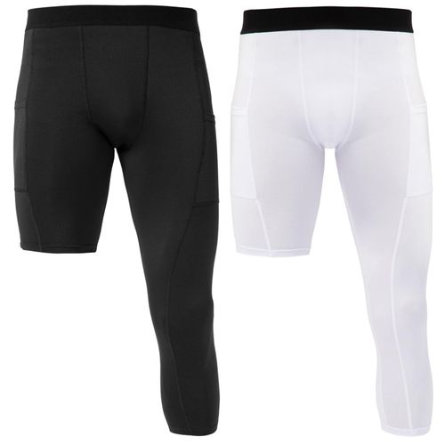 Generic Men One Leg Tight Pants 3/4 Leggings Athletic Base Layer Men  Basketball Underwear