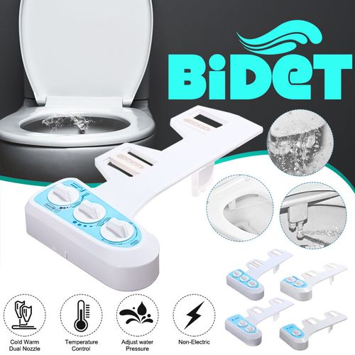 Comfort Non-Electric Bidet Toilet Seat Attachment with Nozzle Adjuster in  White