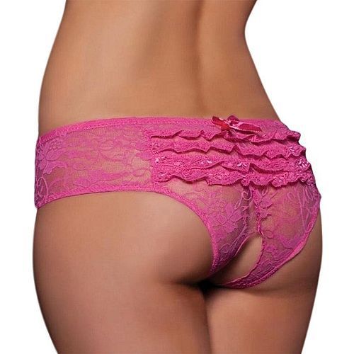 Fashion 3PCS Sexy Women Lace Crotchless Lingerie Bowknot Knickers