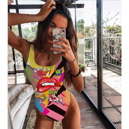 Generic One Piece Swimsuit Women Swimwear Push Up Monokini Sexy Bodysuit  Print Bathing Suit Female Beachwear Backless Swim Wear Beach No.#3