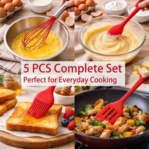 KITCHA 5Pcs Silicone Kitchen Utensils Set Non-Stick Bakeware for Kitchen - image 3