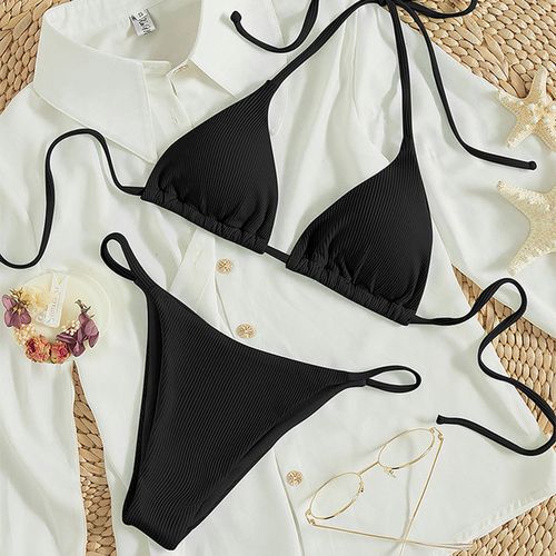 Women Swimsuit Solid Swimwear Female Bandage Micro Bikinis