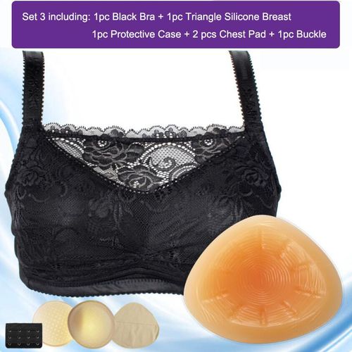 Generic Bra+Insert Silicone Breast Forms Seamless Pocket Padded Mastectomy  Bra Comfortable Wire Free Bra