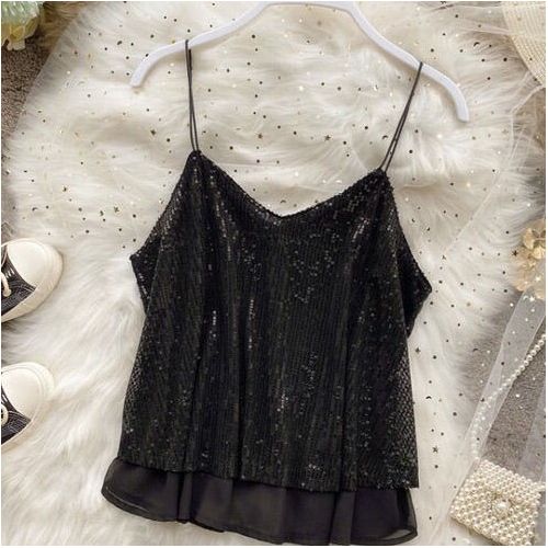 Black Sequin Racerback Tank  Lace fashion, Fashion, Tops