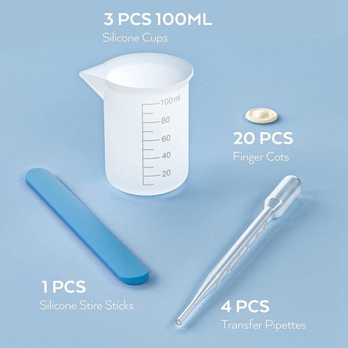 Reusable Silicone Resin Measuring Cups Tool Kit 100ml Measuring Cups Mini Mixing  Cups With Wooden Sticks Silicone Mat Finger Cots Pipettes 