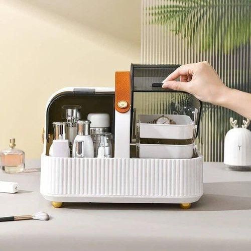 Generic Portable Makeup Organizer with Lid - 2 Layer Jewelry & Cosmetics Storage Box