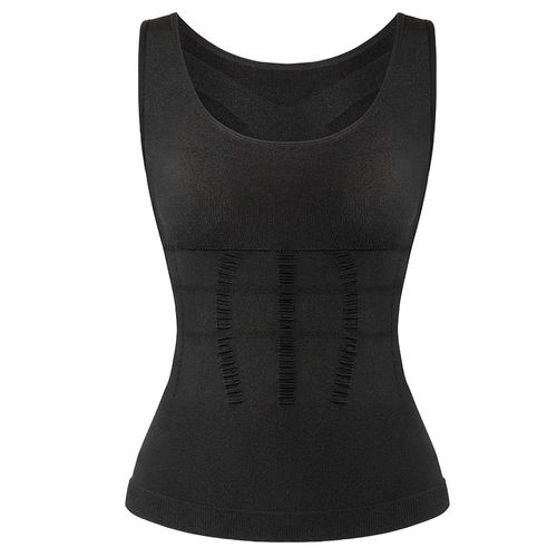 Women's Sleeveless Tops Compression Shirt Invisible Bras Padded Body Shaper Shirt  Slimming Vest Tummy Control Tank Tops Postpartum Recovery