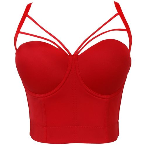 Fashion Y Womens Tube Top Corset Bra Te Backless Sling Cotton Bra Hollow-Red