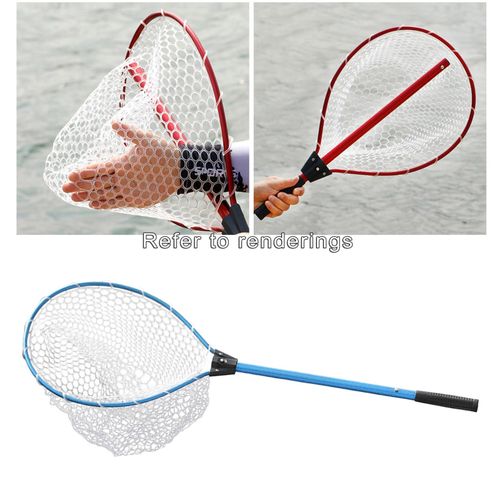 Generic Folding Net Fish Landing Net Aluminum Telescopic Pole BlueA