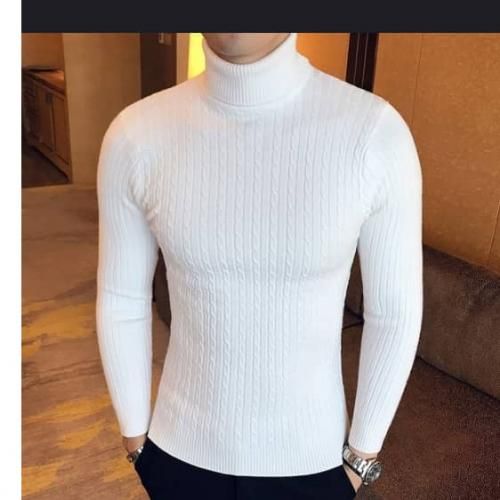 Fashion Long Sleeve Solid Casual Top Male Fashion Turtle Neck Basic T ...