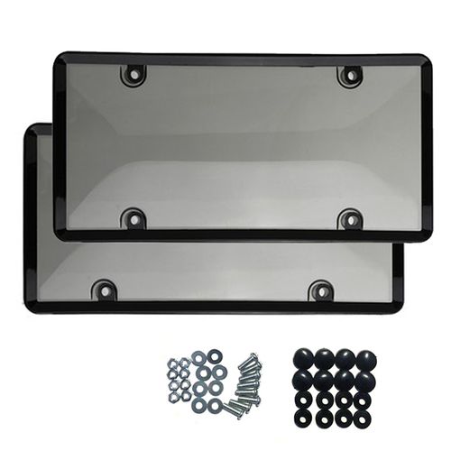 Generic 2PCS Universal Tinted Smoked License Plate Tag Shield Cover And  Frame Holder