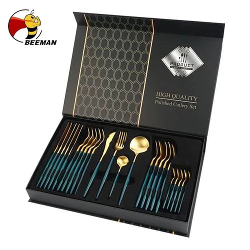 Generic Gold Plated Stainless Steel Spoon & Fork - 24Pcs