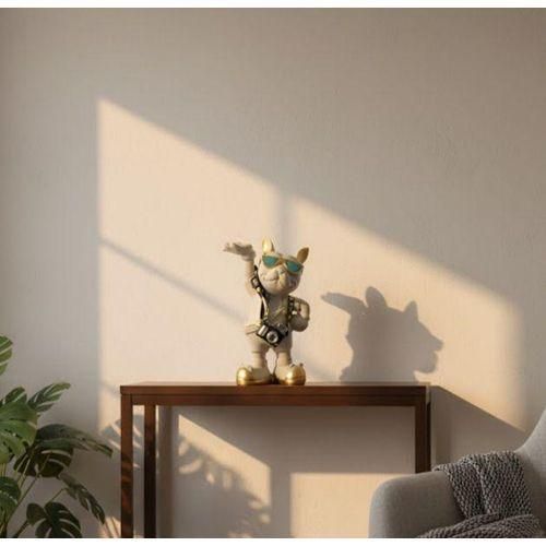 Generic Trendy Bulldog Decor Statue with Camera & Sunglasses – Modern Home Ornament - image 2
