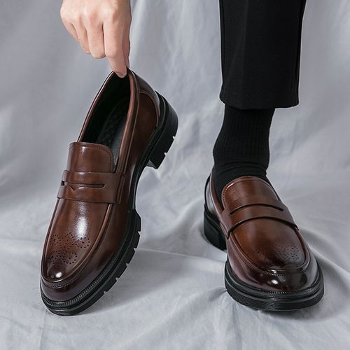 Handmade men brown leather moccasin, dress leather shoes for mens, loafer  shoes