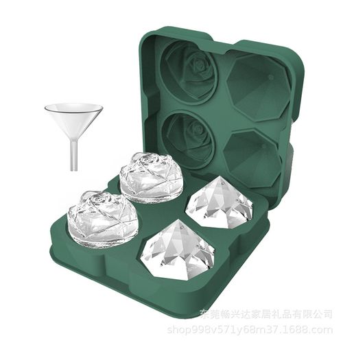 Large Ice Ball Molds Reusable 4 Grids Ice Cube Tray with Lid