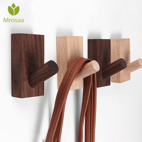 Generic Wooden Coat Hook Natural Wood Clothes Hanger Home Decoration  Clothes Bag Hat Headphone Hanger Key Holder Hallway Wall Hook Wood