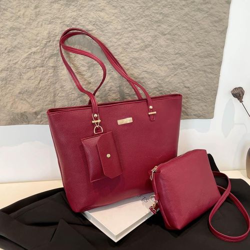 product_image_name-Fashion-3-in-1 Classic Red Ladies Large Capacity Shoulder Bag-1
