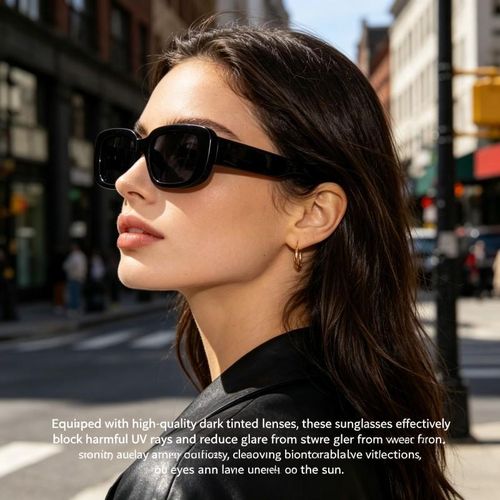 Fashion Sunglasses Unisex Rectangle Black Vintage Square Frame  Shades - image 3