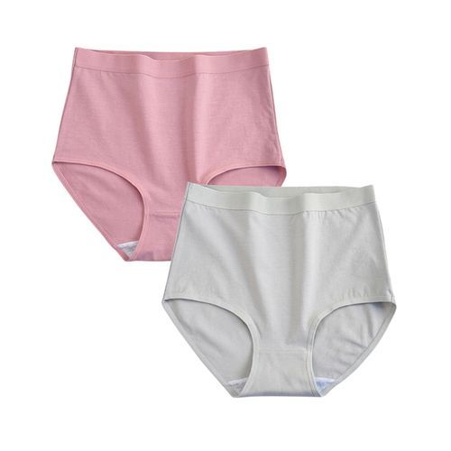 Fashion FallSweet 2 Pcs / Lot ! Cotton Underwear Women High Waist Panties  Comfortable Solid Color Underpants Plus Size M_XXXL(#lavendergray)