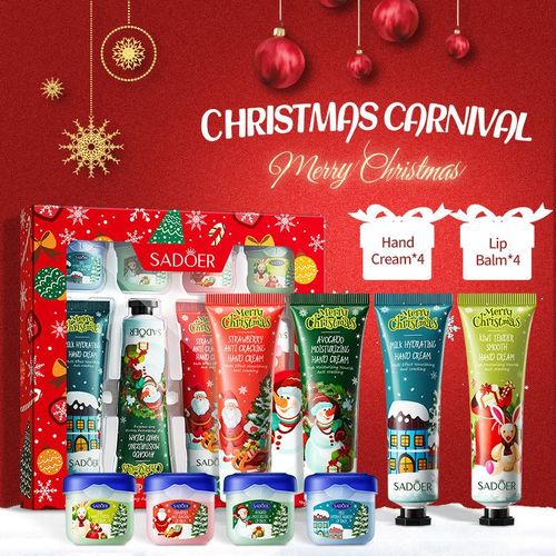 product_image_name-Fashion-8pcs Christmas Moisturizing Repair Anti-chapped Hand Cream and moisturizing lip balm Combination Set Moisturizing -2
