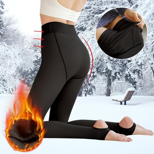 Fashion 200g-Women's Plush Sock Pants Lined Hose Skin Effect Thermal  Stockings Woman Winter-normal Black -2
