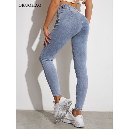 Fashion (Blue)Skinny Jeans For Women Stretchy High Waist Slim Legging Denim  Mom Pants Casual Elastic Blue Pencil Pant Fashion Jegging Trousers ACU