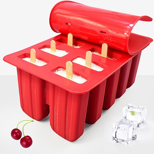 6-Cavity Silicone Ice Cube Tray With Lid Ice Cream Mold DIY Maker