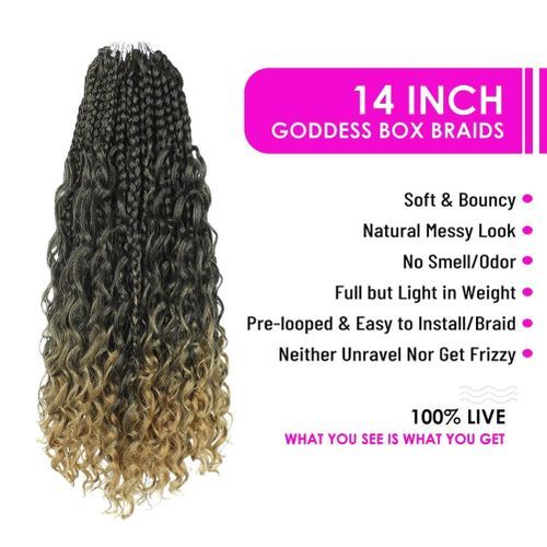 Generic Box Braid Crochet Hair - 8packs Goddess Braiding With Curly