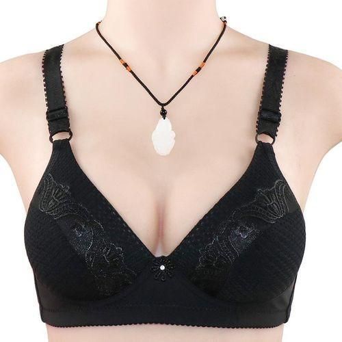 ONIBENZ Ultimate Comfortable Black Wireless Bra Wide Strap Non-Wired Full Coverage Padded Cotton Lace Support. - image 2