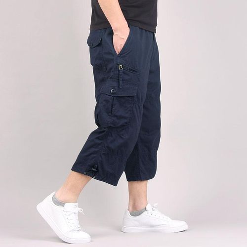 Men's Casual Long Length Cargo Shorts Multi Pocket Cotton Hot