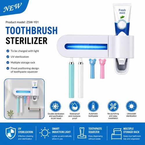 Generic Toothbrush Sterilizer -UV Toothbrush Holder With Toothpaste Dispenser