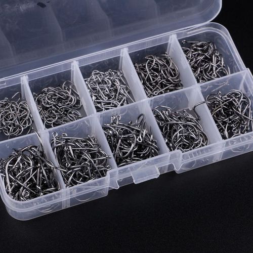 Circle Fishing Hooks With Plastic Box Set Of 500pcs Carbon Steel