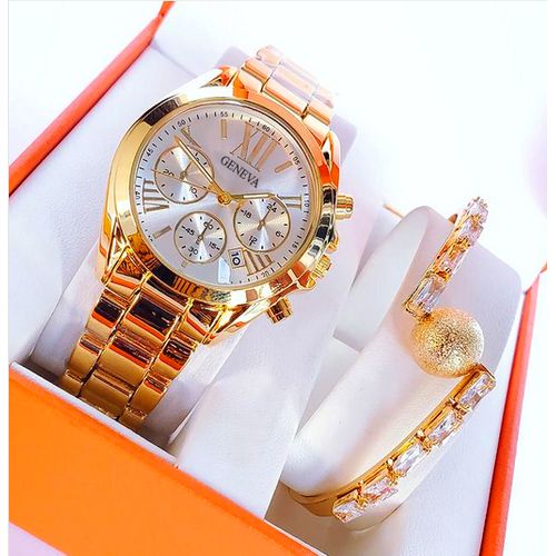 Geneva Very Elegant & Angelic Ladies Gold Wristwatch + Luxurious ...