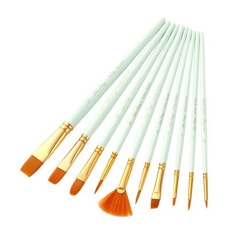 10pcs/pack Watercolor Paint Brush, Acrylic Paint Brush, Nylon Hair