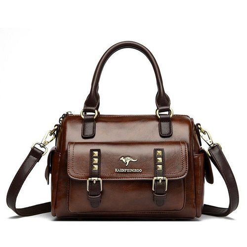 product_image_name-Fashion-Smooth Office/Casual Women High Quality Genuine Leather Tote Shoulder HandBags PU Leather Handbag Top Handle, Ladies Shoulder Bag Handbags Leather Bags Women Large Capacity Vintage Hand Top-Handle Bags Cross Casual PU Leather Set Messenger Handbags-2