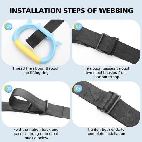 Generic Gymnastics Rings, Children's Exercise Pull up Rings with Adjustable Strap, Strength Kids Training Rings - image 2